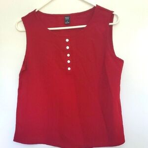 Elegant Red/burgundy Button-Front Tank Top